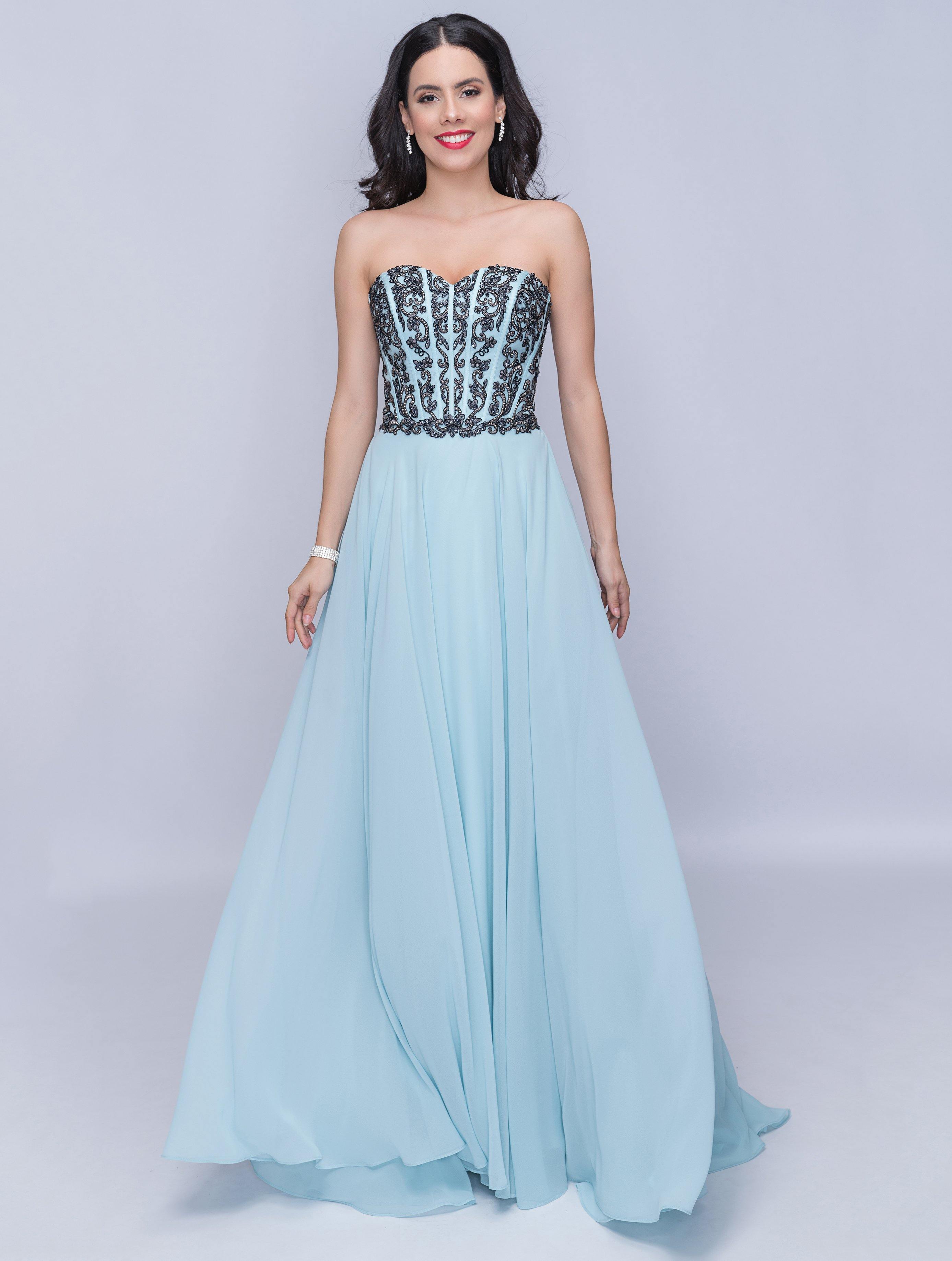 <p>Stunning strapless sweetheart long gown with patterned beaded embellished fitted bodice. The middle open back has a similar ornament with a pattern.</p> <p> </p> <p>Fabric : Chiffon</p> <p>Zipper Back</p> <p>Length : Full Length</p> <p>Sleeve Style : Strapless</p> <p>Color : Teal, Baby Blue, Taupe</p> <p>Sizes : 00, 0, 2, 4, 6, 8, 10, 12, 14, 16, 18, 20, 22, 24, 26, 28</p> <p>Fully Lined</p> <p>Occasion : Formal, Prom, Homecoming, Wedding Guest, Red Carpet, Pageant, Evening Party</p>