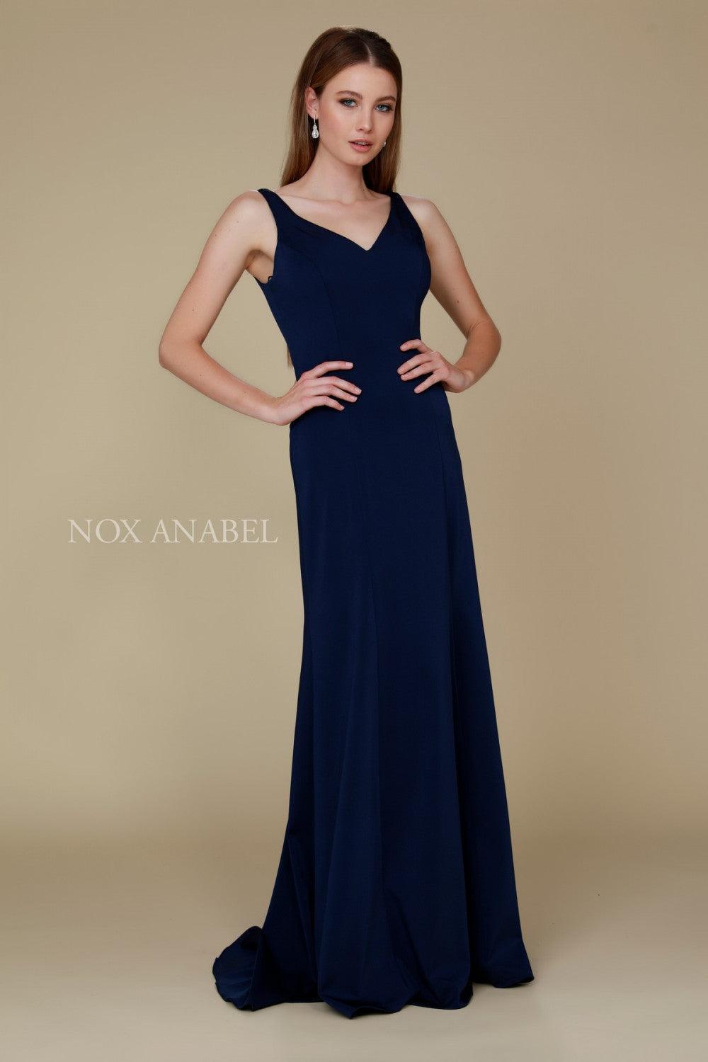 <p><br>Full Length Evening Dress with V-Neck and V-Back.</p> <p><br>Closure : Back Zipper<br><br>Sleeve Style : Sleeveless<br><br>Colors : Navy Blue, Rose, Burgundy<br><br>Size : XS, S, M, L, XL. 2XL, 3XL<br><br>Fully Lined<br><br>Occasion : Formal, Prom, Homecoming, Special Occasion</p> 