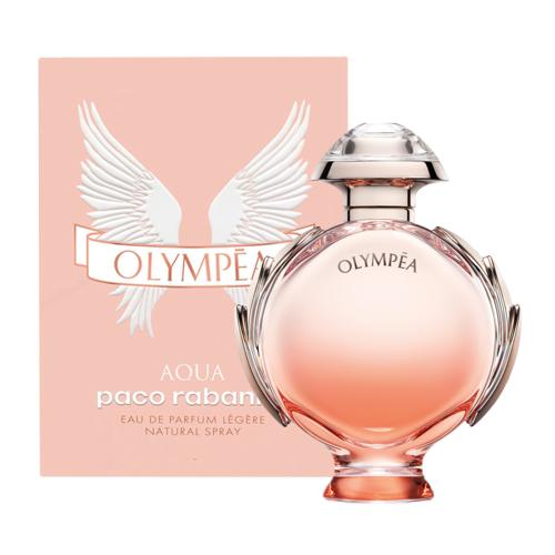 Olympea Aqua by Paco Rabanne Perfume. Olympéa Aqua refreshes your person with aquatic notes in the foreground, feminine and vivid. It starts by propelling a sharp citrus blend of Calabrian bergamot, grapefruit, orange, and petitgrain. The heart is an enriching bouquet of spicy ginger, sweet jasmine, rose, and peach. The base climaxes with notes of marine ambergris, cashmere wood tinges, benzoin, sandalwood, and salted vanilla for a truly aquatic feel.