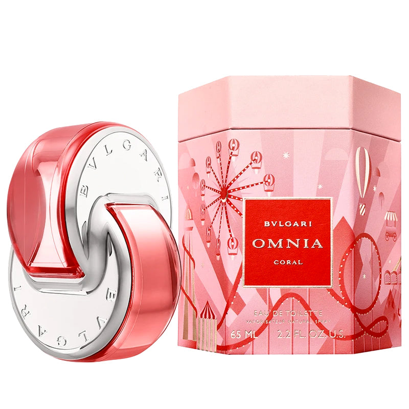 <span data-mce-fragment="1">Omnia Coral Eau de Toilette is a radiant fruity floral of tropical hibiscus and juicy pomegranate, reminiscent of summer, the sun, resplendent nature and far-off oceans. Inspired by the shimmering hues of precious red coral, Omnia Coral is a joyful fragrance that captures the essence of endless sunshine. For a limited time only, experience Omnialandia with this absolutely chic and whimsical packaging that will take you on an enchanting adventure.</span>