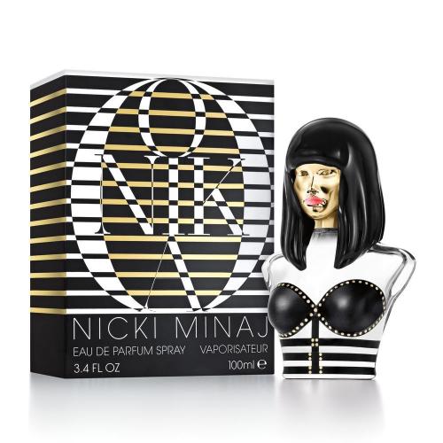 Onika Tanya Maraj, known as Nicki Minaj, American rapper and pop star, is launching two new fragrances. Her first perfume Pink Friday was presented in 2012, and after a couple of its flankers, the second fragrance Minajesty was launched in 2013. In 2014, Nicki Minaj announces two new editions - a brand new fragrance called Onika and a limited edition Minajesty Exotic Edition. 
Nicki announced that Onika "smells like angels in the garden of ... perfection." Onika is wearing a black wig and a black bra with straps.