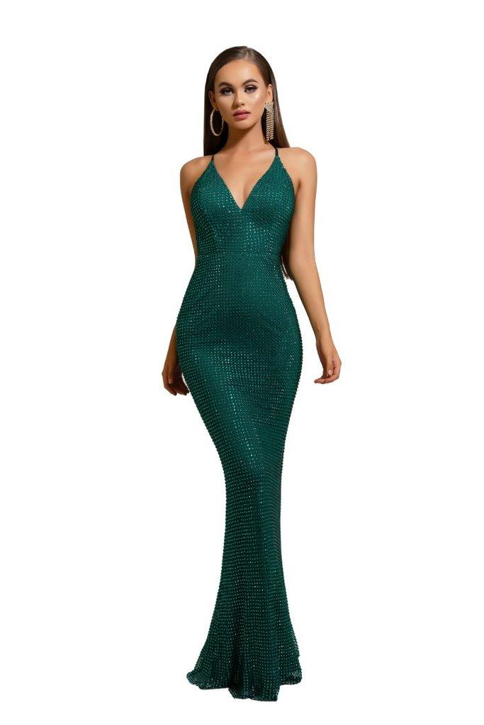 <p>Feel sexy and confident in this beautifully designed prom spaghetti strap long dress features a plunging V-neckline with sexy open back and ends with a sweep train. Graceful and figure flattering, this outfit will surely make your ensemble unforgettable at any formal occasion.</p> <p> </p> <p>Zipper Back</p> <p>Length : Full Length</p> <p>Sleeve Style : Spaghetti Strap</p> <p>Color : Emerald</p> <p>Sizes : 0, 2, 4, 6, 8, 10, 12, 14, 16, 18</p> <p>Fully Lined</p> <p>Soft Cup Inserts</p> <p>Occasion : Prom, Formal, Evening Party, Homecoming, Wedding Guest, Red Carpet, Pageant</p>