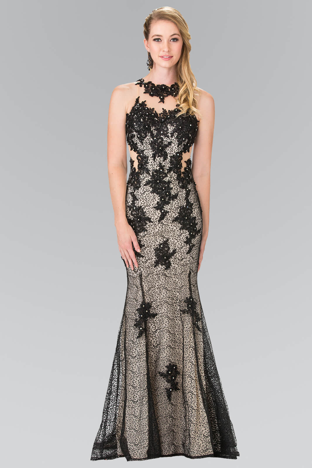 This long lace mermaid dress features an illusion halter with embroidered detailing. Form fitting with unique sheer lace-bordered cut-outs and embroidery to flatter your figure. The illusion sweetheart and high neck give this dress a very balanced and elegant feel. Perfect for formal, evening party or any special occasion.<br><br><br>Fabric : Lace<br><br>Closure : Zipper Back<br><br>Length : Full Length<br><br>Sleeve Style : Halter<br><br>Colors : Black, Silver<br><br>Sizes : XS, S, M, L, XL, 2XL, 3XL<br><br>Fully Lined<br><br>Soft Cup Inserts<br><br>Occasion : Formal, Prom, Homecoming, Wedding Guest, Evening Party, Red Carpet, Pageant, Special Occasion 