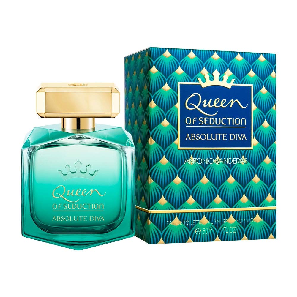 Queen Of Seduction Absolute Diva by Antonio Banderas Perfume. An ideal chypre floral fragrance for cool days and nights, Queen of Seduction Absolute Diva is a new fragrance launched in 2018. This is a light scent, with moderate longevity and a soft sillage, making it appropriate for just about every occasion. The perfume opens with mandarin orange and pear for a clean, fruity start. The middle notes of jasmine sambac, lily-of-the-valley, and heliotrope offer a more prominent floral tone. The bass notes are the earthy hints of patchouli, sandalwood, and benzoin for a woody dry down.