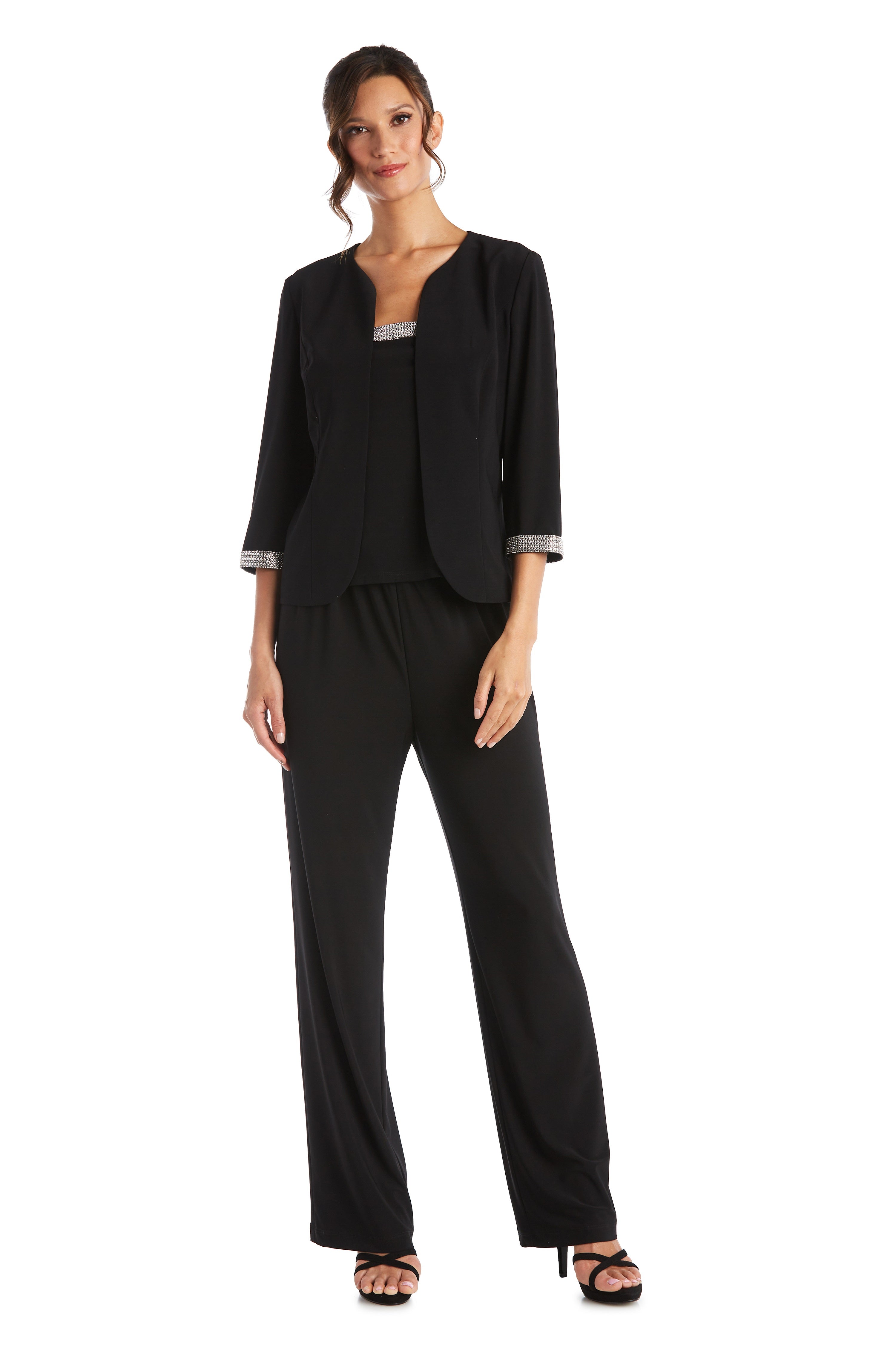 <p data-mce-fragment="1">Exquisite <strong>R&amp;M Richards 7449 Mother of the Bride Pant Suit Sale</strong>! This wonderful plus size ensemble guarantees a stunning vintage-inspired look that will catch all eyes.</p>
<p data-mce-fragment="1">The sleeveless top is perfectly complemented by a 3/4 sleeve jacket and the bottom with long, wide-leg trousers - creating the perfect balance between modernity and timeless charm.</p>
<p data-mce-fragment="1">All Sale Items are Final Sale</p>
<p data-mce-fragment="1"><strong data-mce-fragment="1">Length</strong><span data-mce-fragment="1"> : Long</span></p>
<p data-mce-fragment="1"><strong data-mce-fragment="1">Sleeve Style</strong><span data-mce-fragment="1"> : Sleeveless with 3/4 Sleeve Jacket</span></p>
<p data-mce-fragment="1"><strong data-mce-fragment="1">Color</strong><span data-mce-fragment="1"> : Navy</span></p>
<p data-mce-fragment="1"><strong data-mce-fragment="1">Size</strong><span data-mce-fragment="1"> : 16</span></p>
<p data-mce-fragment="1"><strong data-mce-fragment="1">Fully Lined</strong></p>
<p data-mce-fragment="1"><strong data-mce-fragment="1">Necklace Included</strong></p>
<p data-mce-fragment="1"><strong data-mce-fragment="1">Occasion</strong><span data-mce-fragment="1"> : Formal, Evening Party, Mother of the Bride, Church, Wedding Guest</span></p>