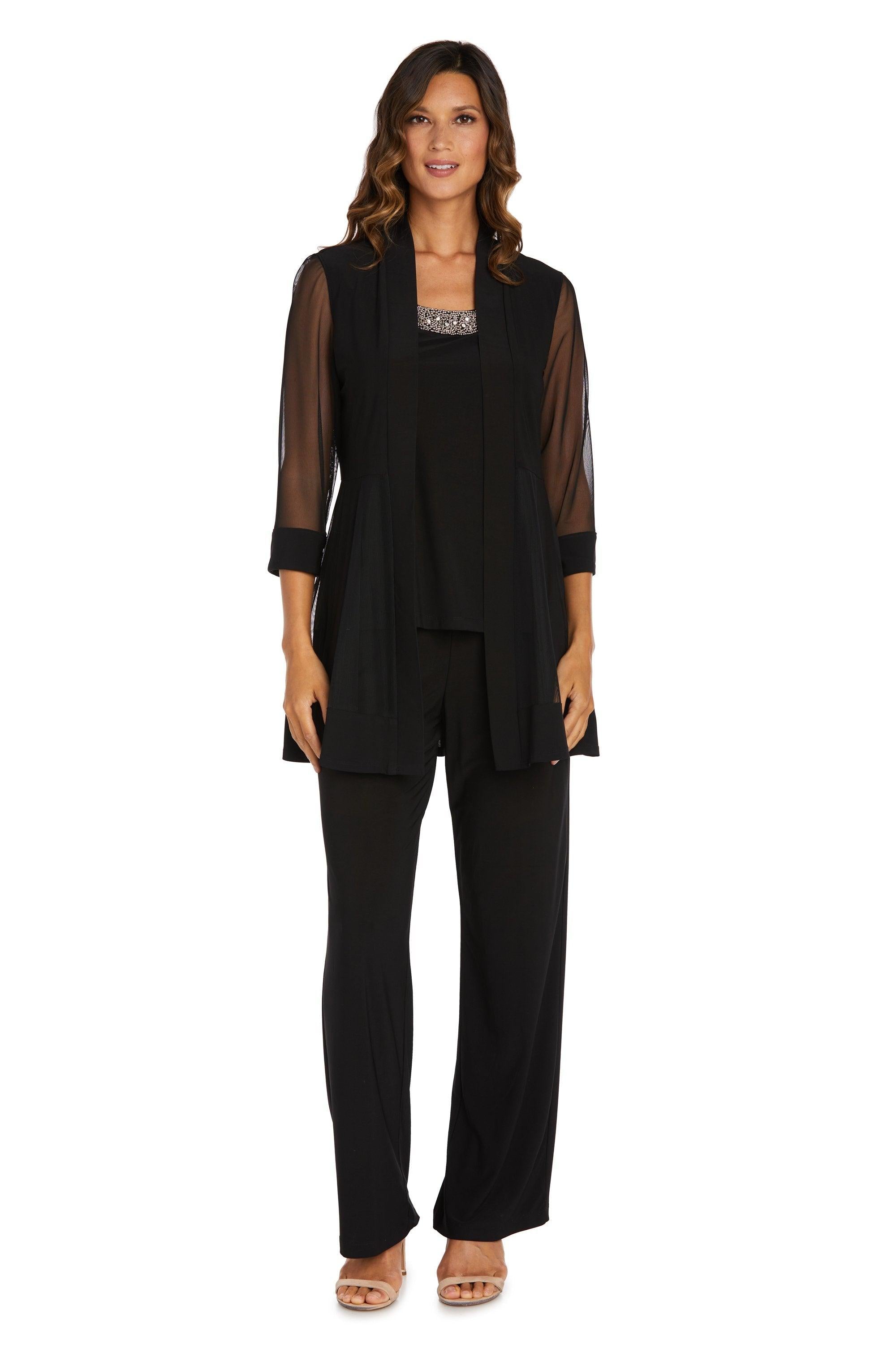 <p><span data-mce-fragment="1">Look chic and fabulous in this beautiful plus size pant suit. The fashionable suit features a jacket with shear, 3/4 length sleeves, elegant slacks, and a beautiful blouse with a beaded neckline. Always classic, this pant suit will give you endless style and sophistication. Perfect for formal, evening party, church and other special occasion.</span> </p><p> </p> <p>Available in <strong><a title="regular Size" href="https://%20/products/r-m-richards-mother-of-the-bride-formal-pants-suit-rm8764"><span style="text-decoration: underline; color: #00aaff;">Regular Size </span></a> and <strong><a title="Plus Size" href="https://%20/products/long-formal-pant-suit-plus-size-dress"><span style="text-decoration: underline; color: #00aaff;">Plus Size</span></a> <br> </strong></strong></p> <p> </p> <p><b>Fabric<span> </span></b><span>: Poly  Spandex</span><br><br><b>Length<span> </span></b><span>: 51 inches</span><br><br><b>Sleeve Style</b><span> : Sleeveless</span><br><br><b>Color<span> </span></b><span>: Black, Royal, Plum, Navy</span><br><br><b>Sizes<span> </span></b><span>: 4P, 6P, 8P, 10P, 12P, 14P</span><br><br><b>Fully Lined<br><br>Soft Cup Inserts</b><br><br><b>Occasion</b><span> : Formal, Evening Party, Church, Wedding Guest, Dinner Party, Special Occasion</span></p>