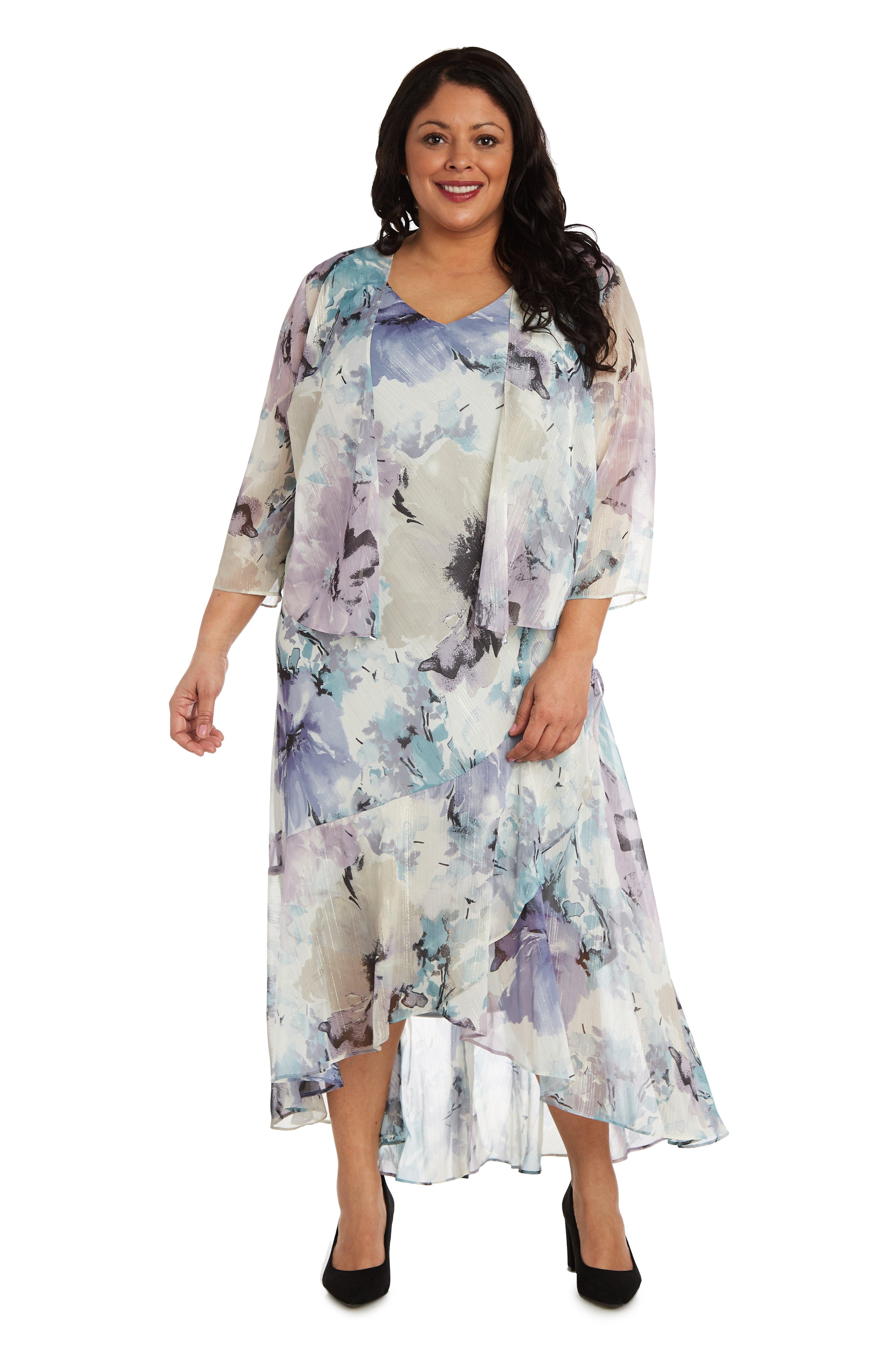 <p>Indulge in elegance with the <strong>R&amp;M Richards 7763W Plus Size High Low Jacket Dress Sale</strong>. This stunning ensemble created by a dress and jacket creates an elegant and delicate look for any event.</p>
<p>Crafted from a delicate chiffon fabric, this dress radiates sophistication and grace. The asymmetrical hemline creates a unique and eye-catching look.</p>
<p>Thanks to the sleeveless silhouette, this dress shows off your arms and shoulders. A matching blazer provides an extra level of versatility and completes the ensemble with a polished touch.</p>
<p>All Sale Items are Final Sale</p>
<p><strong data-mce-fragment="1">Fabric</strong><span data-mce-fragment="1"> : Chiffon</span></p>
<p><strong data-mce-fragment="1">Length</strong><span data-mce-fragment="1"> : Asymmetrical Hem, High Low</span></p>
<p><strong data-mce-fragment="1">Sleeve Style</strong><span data-mce-fragment="1"> : Sleeveless</span></p>
<p><strong data-mce-fragment="1">Color</strong><span data-mce-fragment="1"> : Blue/Lavender</span></p>
<p><strong data-mce-fragment="1">Size</strong><span data-mce-fragment="1"> : 18W</span></p>
<p><strong data-mce-fragment="1">Fully Lined</strong></p>
<p><strong data-mce-fragment="1">Soft Cup Inserts</strong></p>
<p><strong data-mce-fragment="1">Occasion</strong><span data-mce-fragment="1"> : Formal, Mother of the Bride, Mother of the Groom, Church, Wedding Guests</span></p>