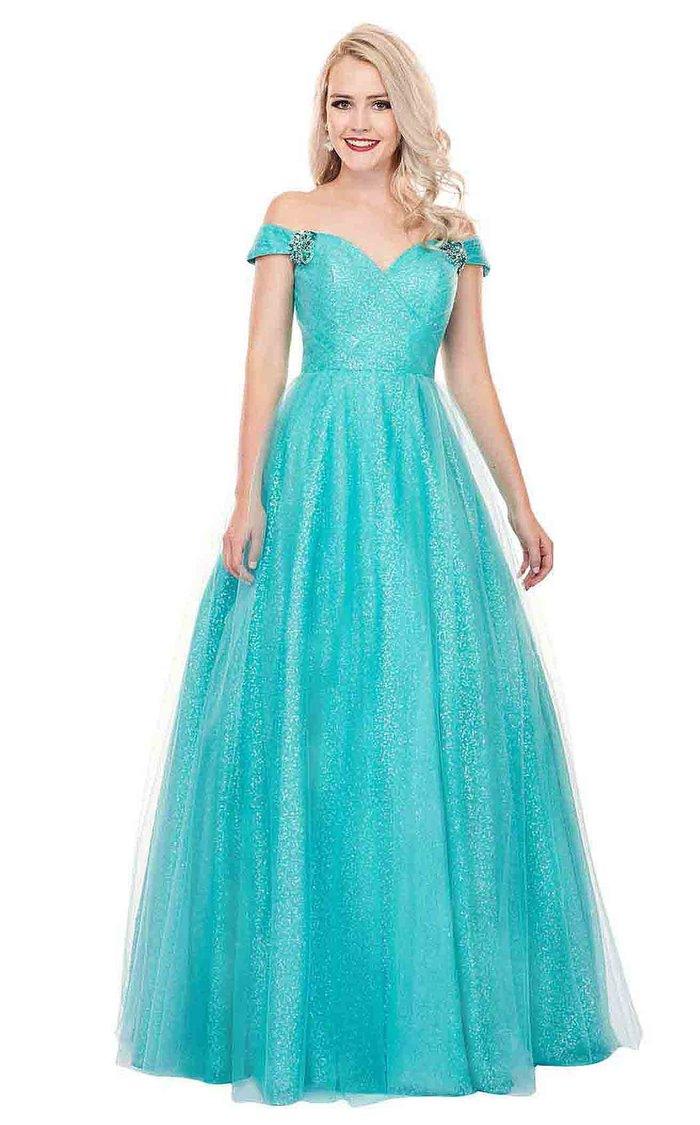 <p>Stunning long ball gown features an off shoulder sweetheart neckline with minimal pearls on the sleeves. This dress is made of sequins and soft tulle fabric.</p> <p> </p> <p>Fabric : <span data-mce-fragment="1">Sequins, Tulle</span><br></p> <p>Zipper Back</p> <p>Length : Full Length</p> <p>Sleeve Style : Off Shoulder</p> <p>Color : Aqua Mint, Blush, Gunmetal</p> <p>Sizes : 0, 2, 4, 6, 8 12<br></p> <p>Fully Lined</p> <p>Occasion : Prom, Formal, Homecoming, Wedding Guest, Red Carpet, Pageant</p>