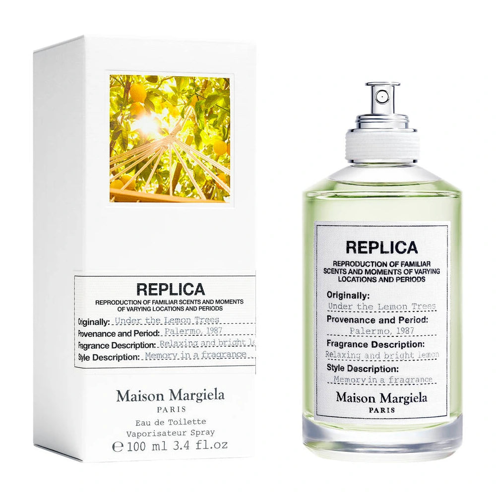 <p>Replica Under The Lemon Trees is an invigorating unisex EDT with top notes of zesty Kalamansi Lime and green coriander. Cedarwood and soft floral notes evoke the shady scent of summer lemon trees in the breeze. Discover a sunny escape to the countryside with each spritz.</p>