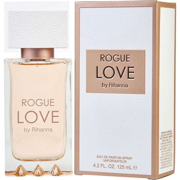 Rihanna Rogue Love Perfume by Rihanna, Rihanna Rogue Love is a warm and sugar-kissed fragrance for women. The perfume is inspired by the uniquely intense excitement of falling in love. The scent opens with a mixture of juicy, fruity notes, including red berries, peach and sweet mandarin. The center of the perfume is a combination of springtime blooms and tropical breezes, with notes of orchid, honeysuckle, coconut, and jasmine sambac, also known as Arabian jasmine. At its base, the perfume provides soft notes of amber, caramel and vanilla. This romantic scent was launched in 2014.