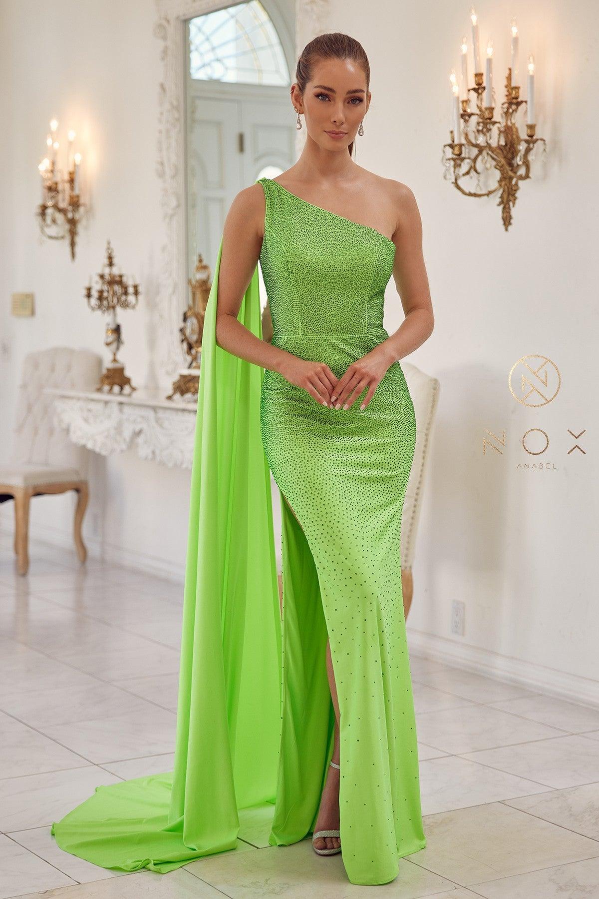 <p> </p> <p><span>We have the perfect prom dress for you! This gorgeous prom dress makes a splash on the sidelines of formal events with its timeless elegance. Tailored to be universally flattering, a one shoulder style on the neckline that accentuates your figure naturally. Fit and flare style with high slit. </span></p> <p> </p> <p data-mce-fragment="1">Length : Full Length</p> <p data-mce-fragment="1">Sleeve Style : One Shoulder</p> <p data-mce-fragment="1">Color : Apple Green, Light Blue, Neon Orange</p> <p data-mce-fragment="1">Sizes : 2, 4, 6, 8, 10, 12, 14, 16</p> <p data-mce-fragment="1">Fully Lined</p> <p data-mce-fragment="1">Occasion : Formal, Prom, Homecoming</p>