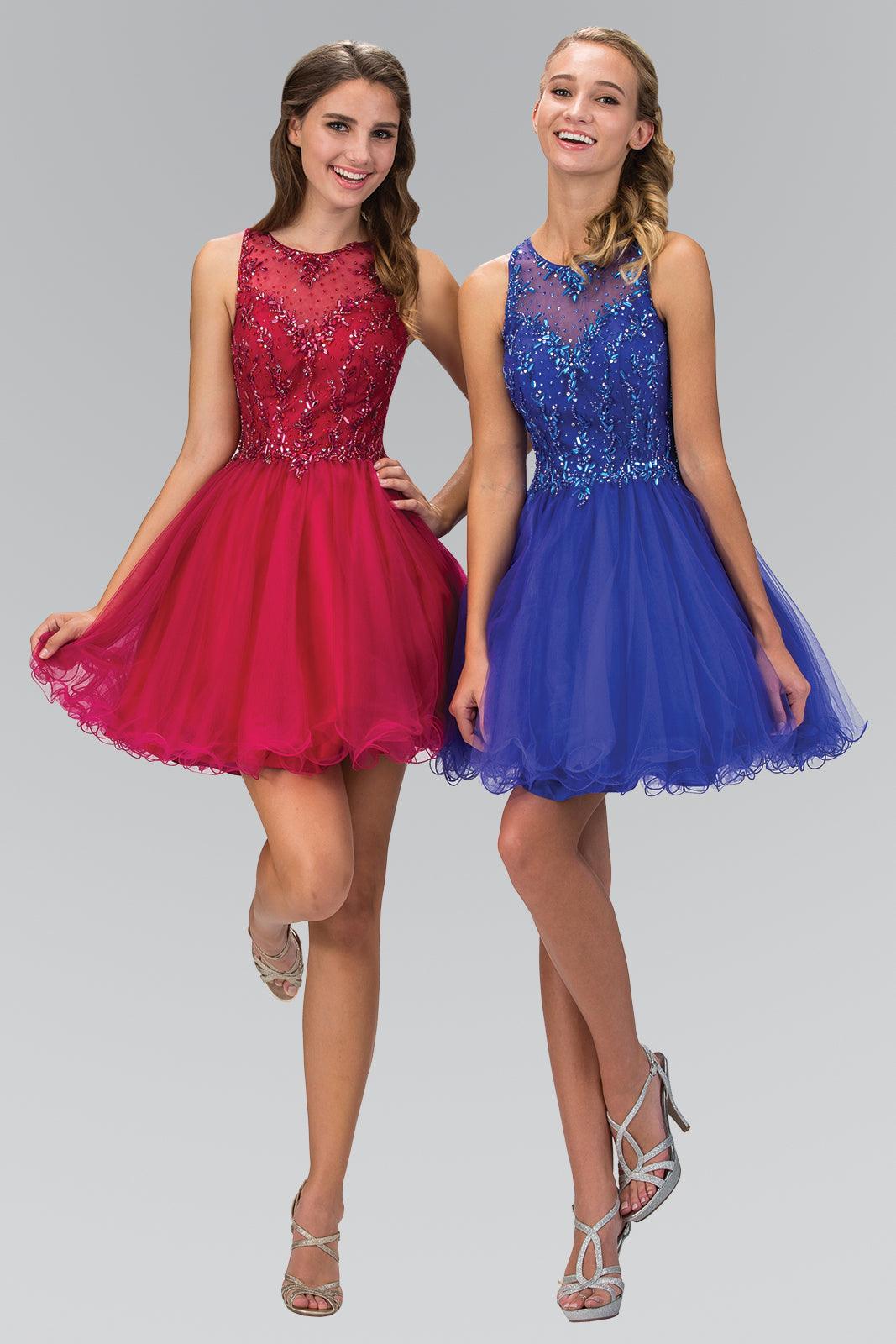 This homecoming dress is everything you dreamed of! You’ll want to dance the night away in this glamorous homecoming dress! This sleeveless tulle short dress features illusion sweetheart neckline with back cutout. If you’re looking for that classic homecoming dress, look no further!<br data-mce-fragment="1"><br data-mce-fragment="1"><br data-mce-fragment="1">Fabric : Tulle<br data-mce-fragment="1"><br data-mce-fragment="1">Zipper Back<br data-mce-fragment="1"><br data-mce-fragment="1">Length : Above Knee, Mini<br data-mce-fragment="1"><br data-mce-fragment="1">Sleeve Style : Sleeveless<br data-mce-fragment="1"><br data-mce-fragment="1">Colors : Royal Purple, Magenta<br data-mce-fragment="1"><br data-mce-fragment="1">Sizes : XS, S, M, L, XL<br data-mce-fragment="1"><br data-mce-fragment="1">Fully Lined<br data-mce-fragment="1"><br data-mce-fragment="1">Occasion : Prom, Cocktail, Homecoming, Club Party, Dance Party, Wedding Guest, Welcome Party, Thanks Giving, Semi-Formal, Girl's Night Out, Graduation