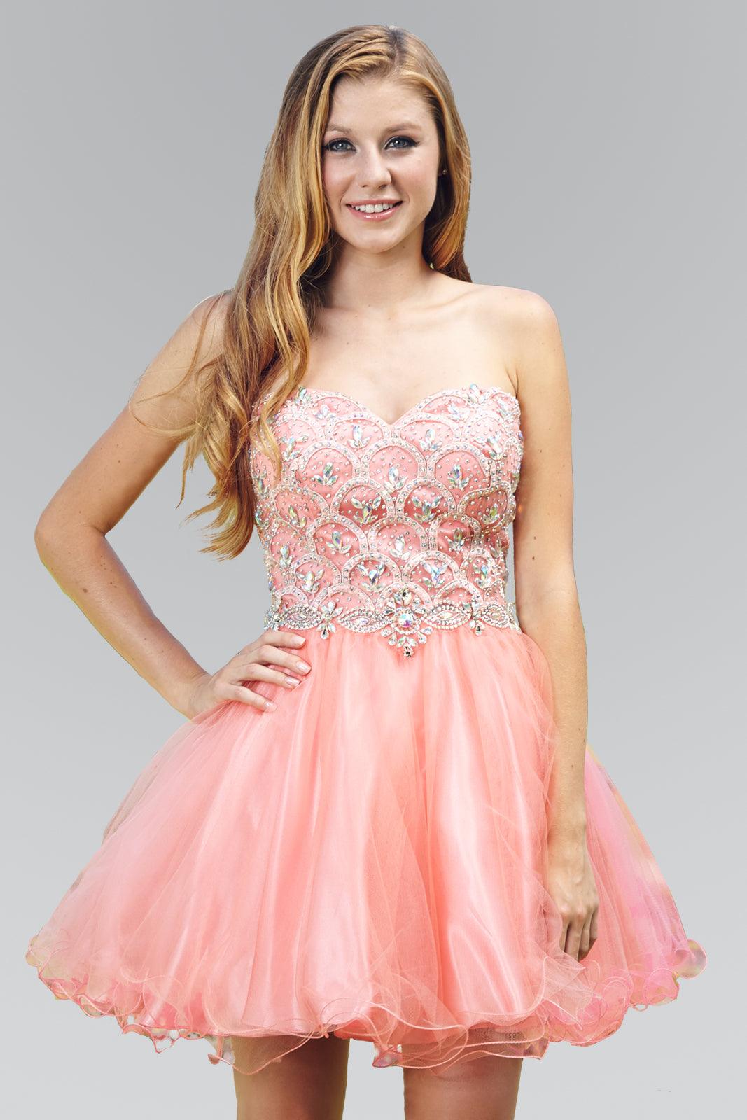 This homecoming dress is everything you dreamed of! You’ll want to dance the night away in this glamorous homecoming dress. Featuring a strapless sweetheart neckline with corset back. If you’re looking for that classic homecoming dress, look no further! <br><br><br>Fabric : Tulle<br><br>Corset, Zipper Back<br><br>Length : Above Knee, Mini<br><br>Sleeve Style : Strapless<br><br>Colors : Lime, Coral<br><br>Sizes : XS, S, M, L, XL, 2XL<br><br>Fully Lined<br><br>Occasion : Prom, Cocktail, Homecoming, Club Party, Dance Party, Wedding Guest, Welcome Party, Thanks Giving, Semi-Formal, Girl's Night Out, Graduation