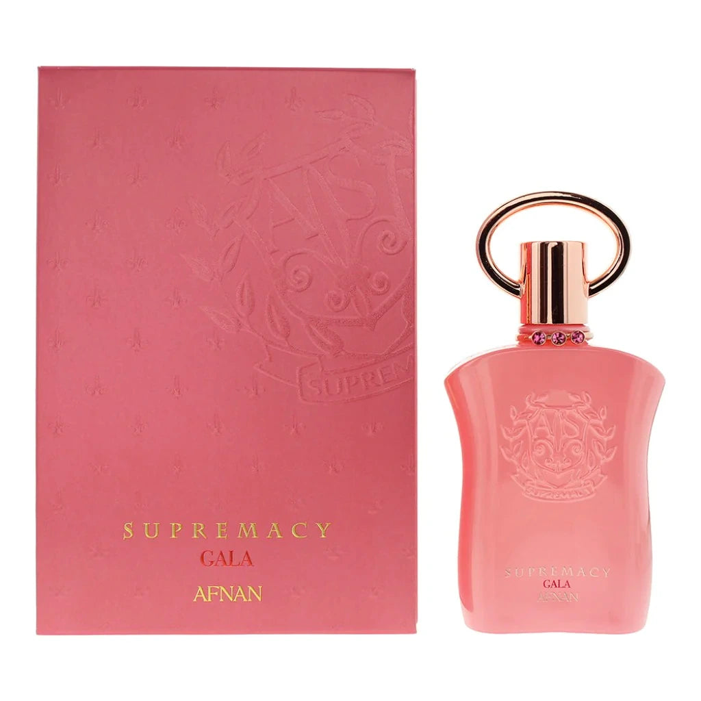 <p data-mce-fragment="1">Indulge in the opulence of Supremacy Gala. With top notes of pear blossom, red berries and mandarin orange, this EDP for women opens with a burst of freshness. The heart notes of gardenia, frangipani, and honeysuckle add a touch of femininity, while the base notes of vanilla, brown sugar, caramel, praline, and patchouli create a warm and inviting scent. From the prestigious design house of Afnan, this fragrance is the epitome of luxury and elegance.</p>