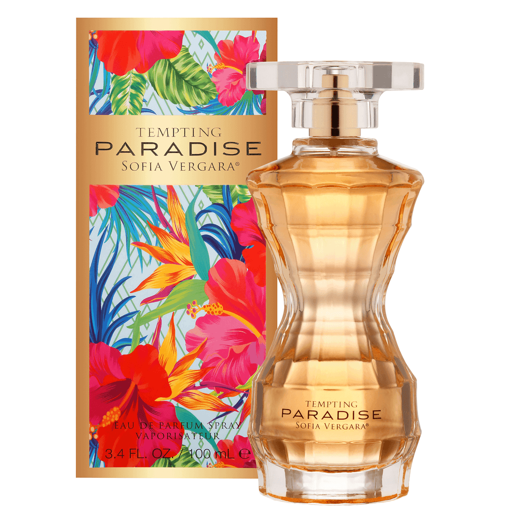 Let this summery women's fragrance tempt you to explore a tropical paradise. Tempting Paradise by Sofia Vergara is an exotic blend of floral-fruity accords inspired by a captivating tropical paradise. In this sweet and alluring fragrance, Sofia Vergara was looking to celebrate the tropical notes of her Colombian home in a scent that captures the colors, fun essence, and exoticism of her land. Tempting Paradise captivates you from the first splash, with a blend of tropical fruits, subtle magnolia petals, and vibrant clementine citrus notes for a refreshing women’s perfume. The heart blends romantic peony florals with exotic guava blossoms and tropical coconut water. At the base, caramelized musk, benzoin notes, and creamy sandalwood balance the fruity fragrance to give you an irresistible perfume that melts into the skin. Fruity and floral, Tempting Paradise is best suited for daily wear, a fragrance that captures the true essence of summer and the exoticism of Colombia. Embrace the colors, the scents, and the flirty personality of this women’s fragrance by Sofia Vergara. Top Notes: Magnolia, Clementine, and Colombian Lulo Fruit Mid Notes: Coconut Water, Guava Flower, and Peony Base Notes: Musks and Sandalwood