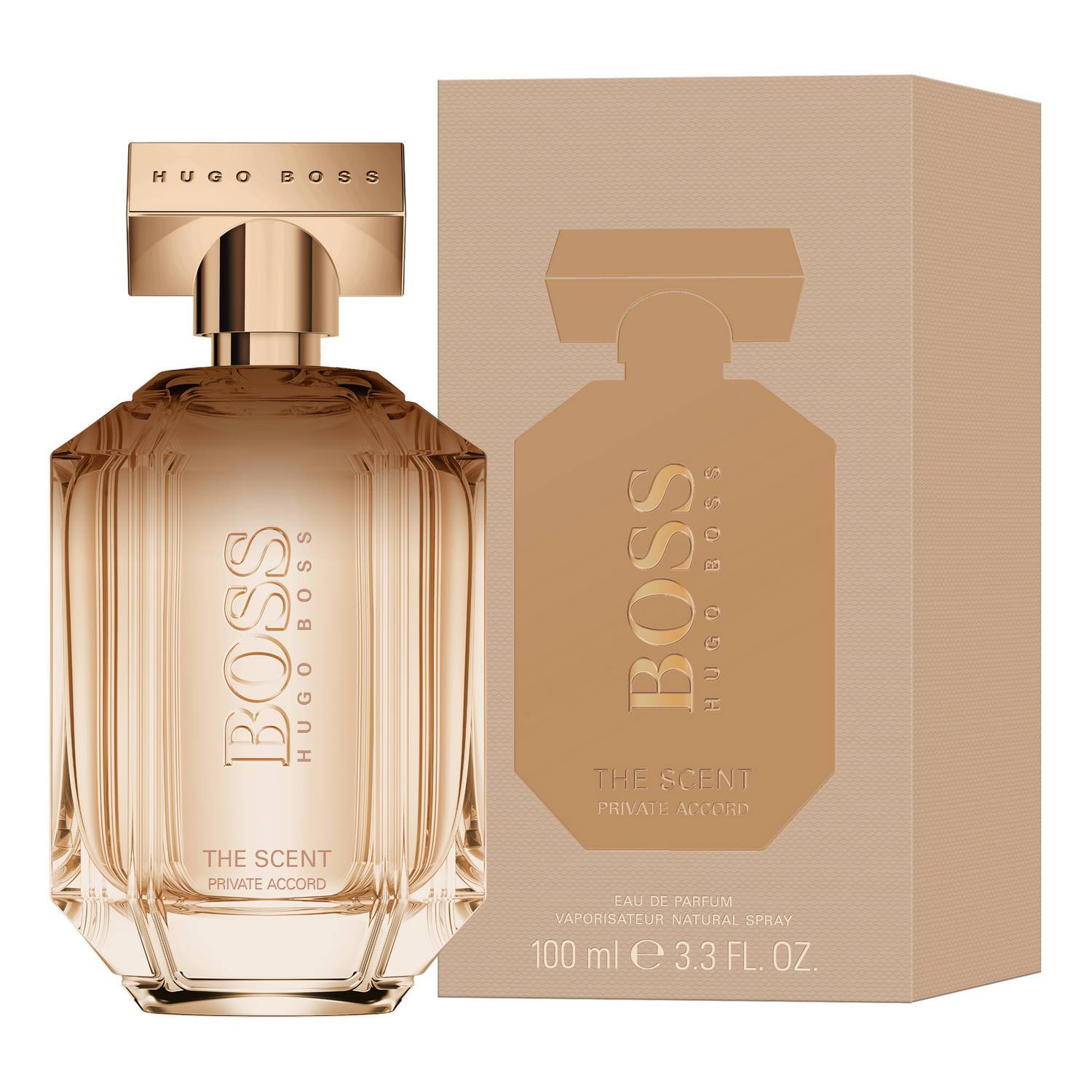The Scent Private Accord for Her eau de parfum. Addictive cocoa absolute pulses at the heart of BOSS The Scent Private Accord for Her, while the freshness of sweet mandarin and captivating osmanthus contrast with warm tonka.