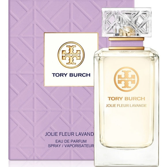 Tory Burch Jolie Fleur Lavande Perfume by Tory Burch, Fall under the spell of the enchanting and whimsical Tory Burch Jolie Fleur Lavande, a delightful women's fragrance. This spirited perfume combines citrus, herbal and a bevy of floral accords for a dazzling result that's a splendid addition to any daytime spring or summer ensemble. Top notes of peony, freesia, lavender and bergamot introduce the aroma with a powerfully bright and luminous energy. Heart notes of violet, magnolia, iris and mate influence the blend with a powdery and chic quality, while base notes of more lavender, musk and tonka bean round out the aroma with a creamy, sensual finish. Paired with a light or casual outfit, this delectable perfume is sure to make a statement from morning until night.
